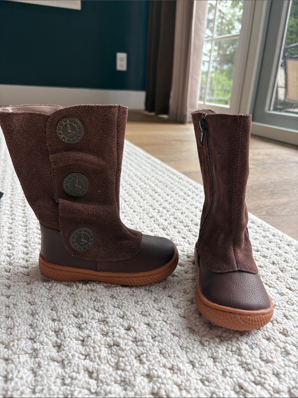 Livie & Luca Brown Suede and Leather-Style Zip Boots